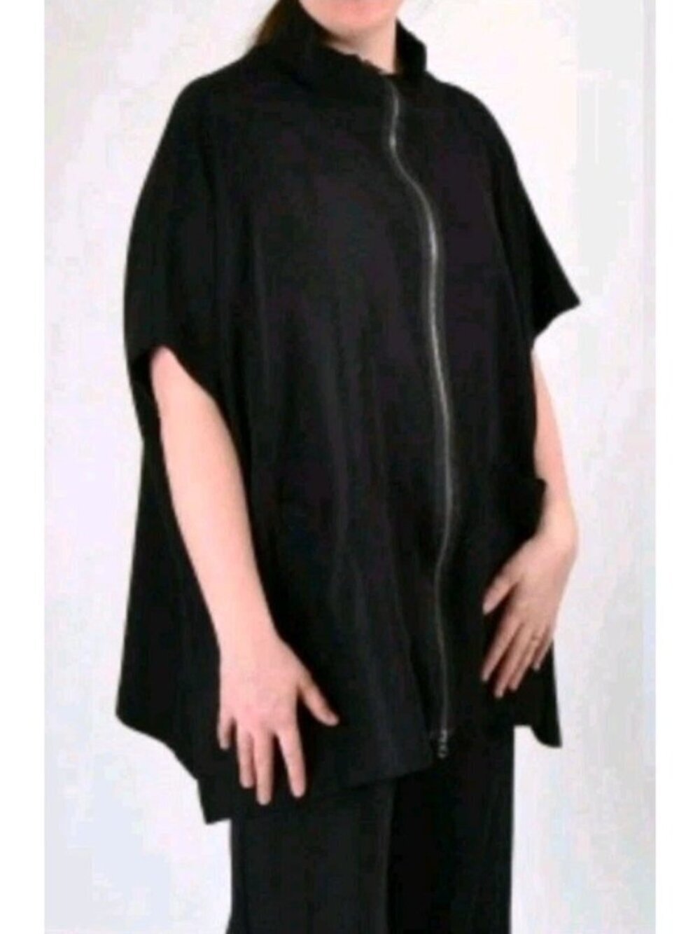 Bryn Walker Pip Poncho Wool Blend Oversized Fleece Grunge Pockets Size XXS Brown